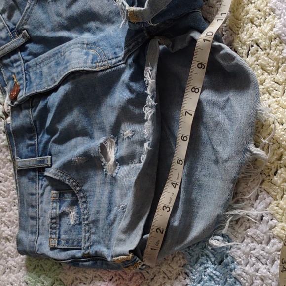 One X Oneteaspoon Size 26 Button Fly Blue Distressed Denim Shorts - Picture 11 of 16